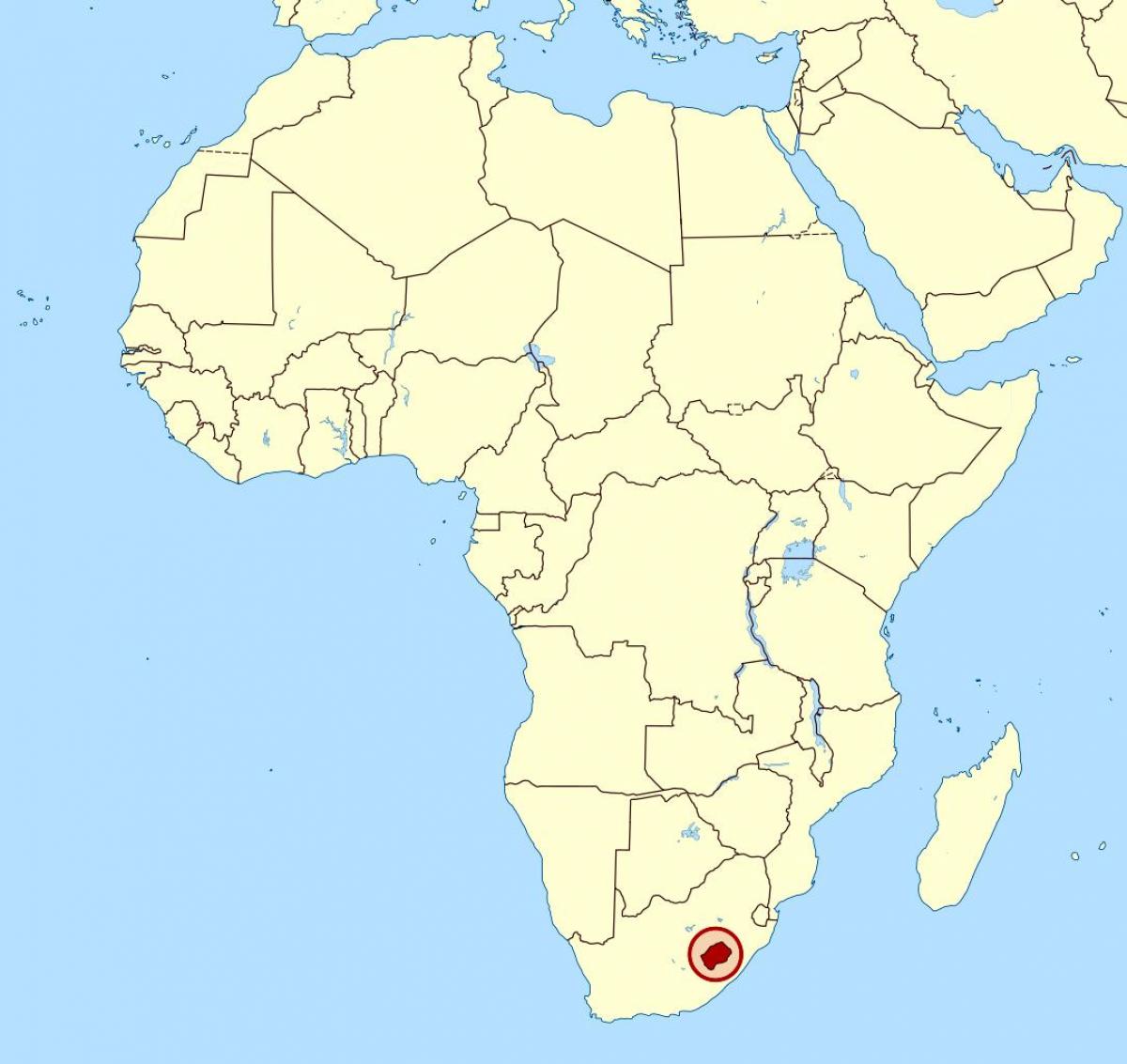 地図のレソト上の地図アフリカ